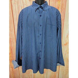 Johnston & Murphy Mens 100% Cotton Blue Gingham Button-Down Shirt XXXL